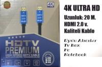 NIVATECH NTC-1215 20MT 2.0V 4K 19+1 ALTIN UÇLU HDMI KABLO  20METRE  HDMI  4K